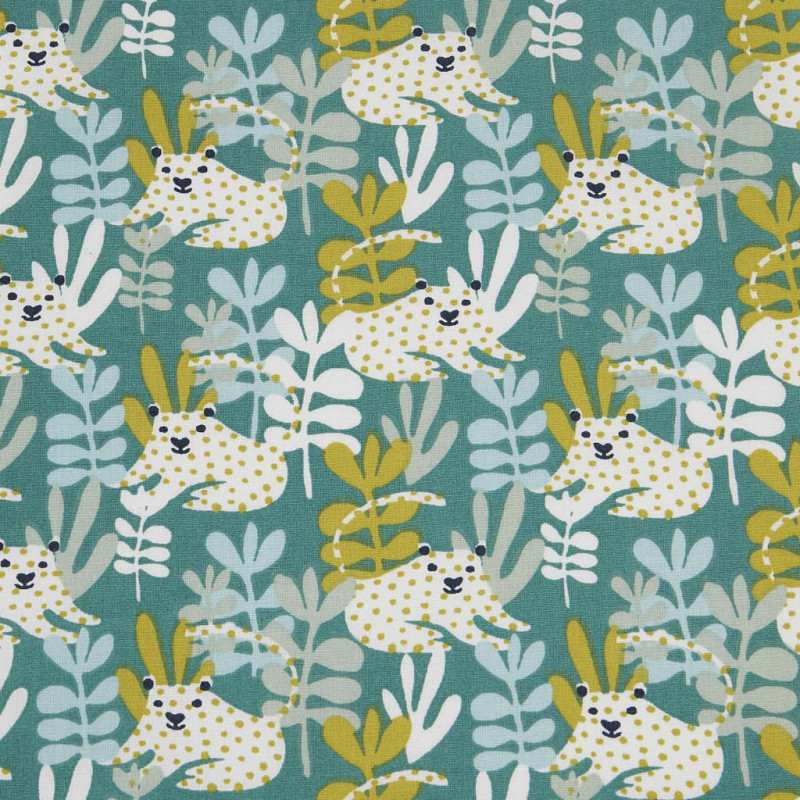 Printed Cotton TANZA Tarragon / Green Tones